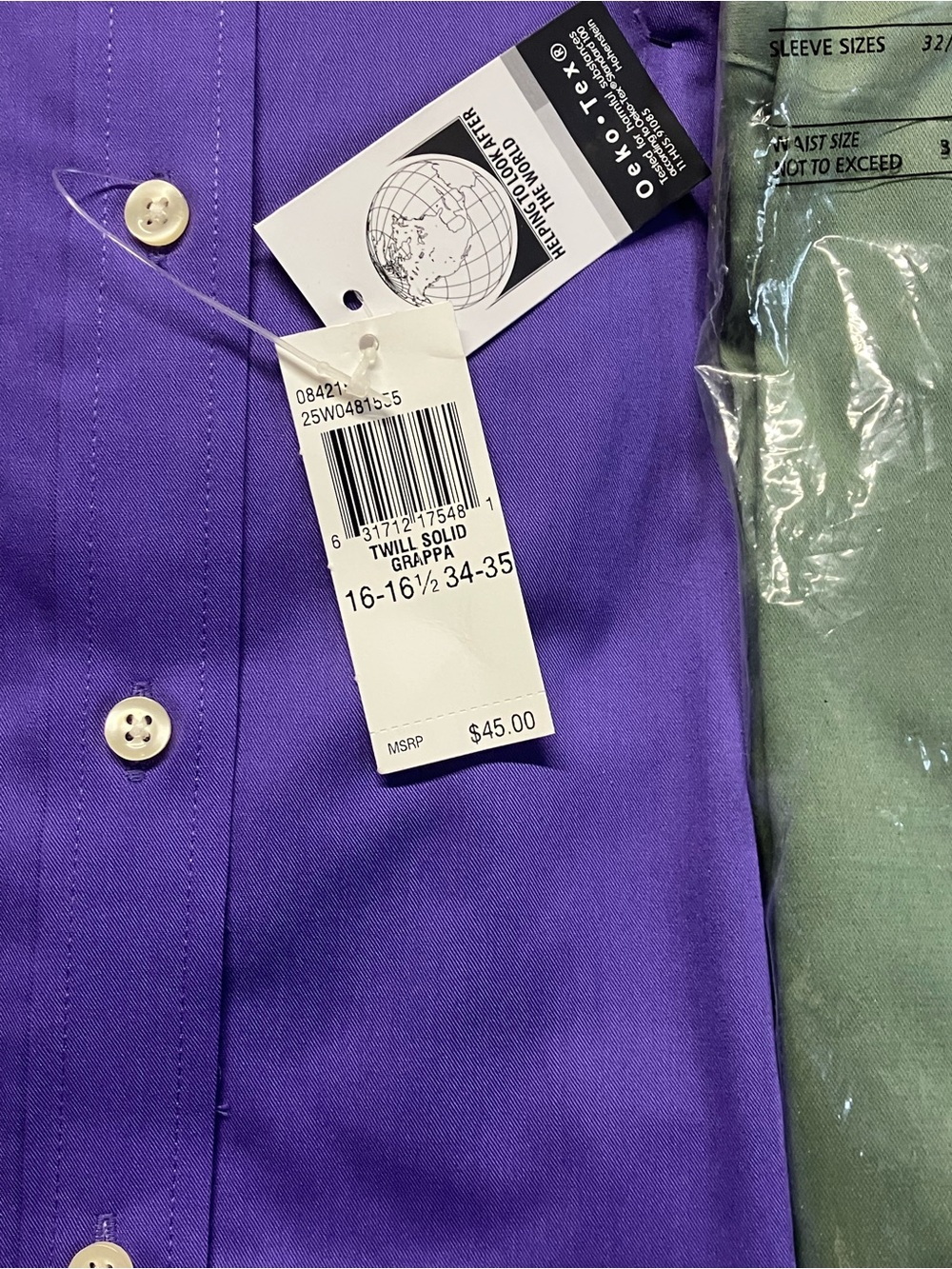 NWT 3x Lot Mens Dress Shirts 16.5 34/35 Chaps & Arrow Blue Purple Green - Picture 6 of 8
